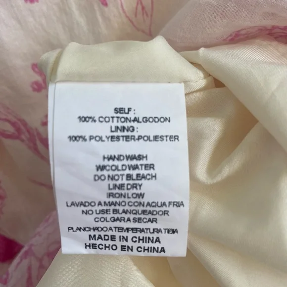 &merci Beautiful Pink and White Floral Strapless Dress Sz L - Picture 9 of 10